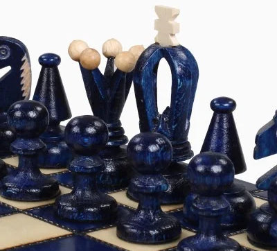 Échiquier pliant Roi – bleu, petit, les pièces bleues