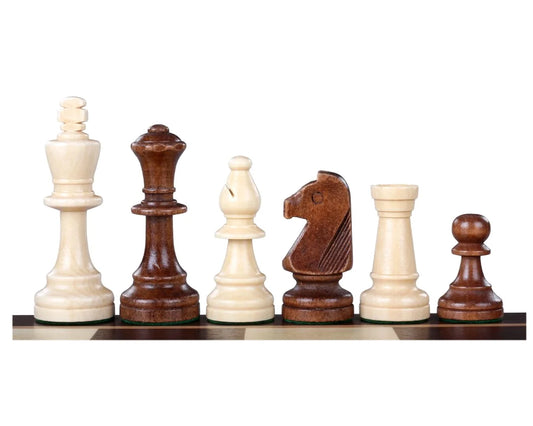 Pièces d’échecs Staunton n°5 en bois de schima – pièces foncées et claires