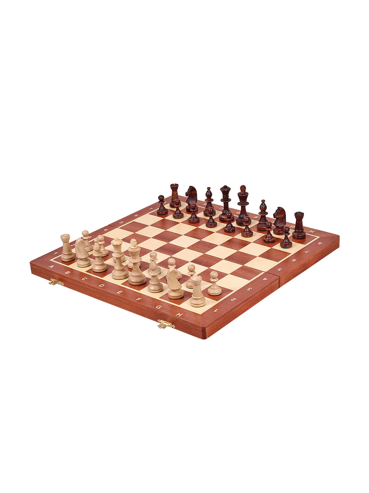 Échiquier Gambit en acajou – vue de face