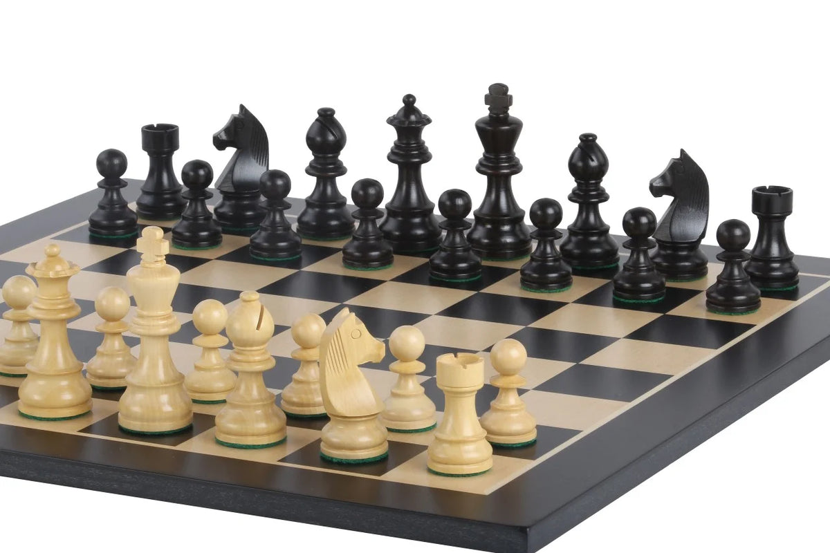 Échiquier Grand Classique en bois noir, 48 cm, pièces noires et claires