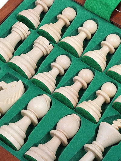 Échiquier Grand Roque en acajou – rangement des pièces