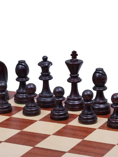 Échiquier Grand Roque en acajou – pièces noires