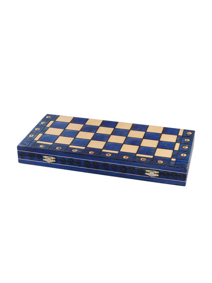 Échiquier pliant Ambassadeur bleu – plateau fermé