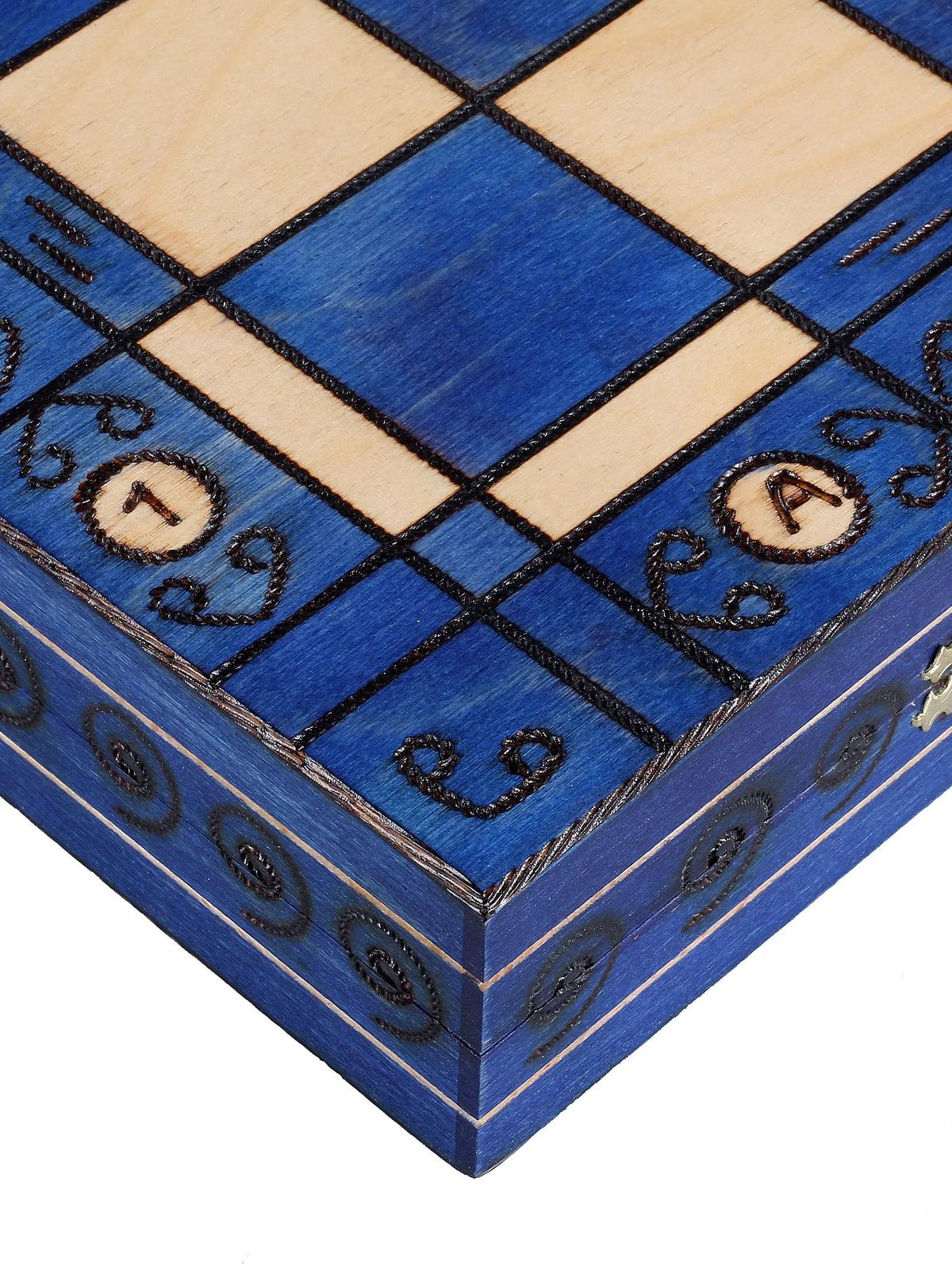 Échiquier pliant Ambassadeur bleu – détail plateau