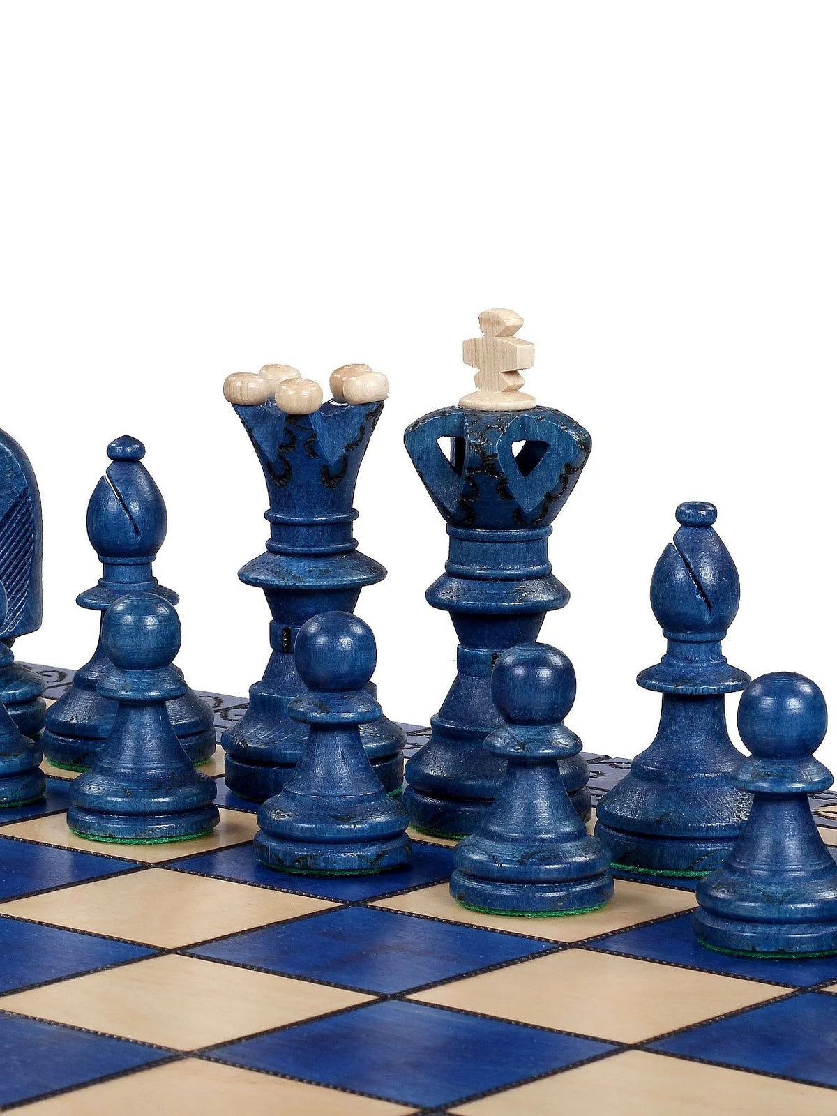 Échiquier pliant Ambassadeur bleu – pièces bleues