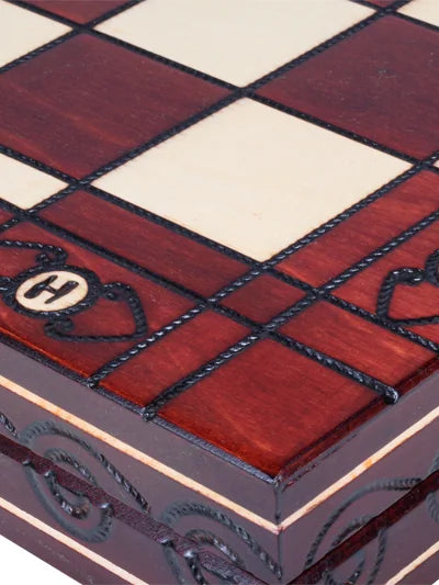 Échiquier pliant Ambassadeur marron – détail plateau