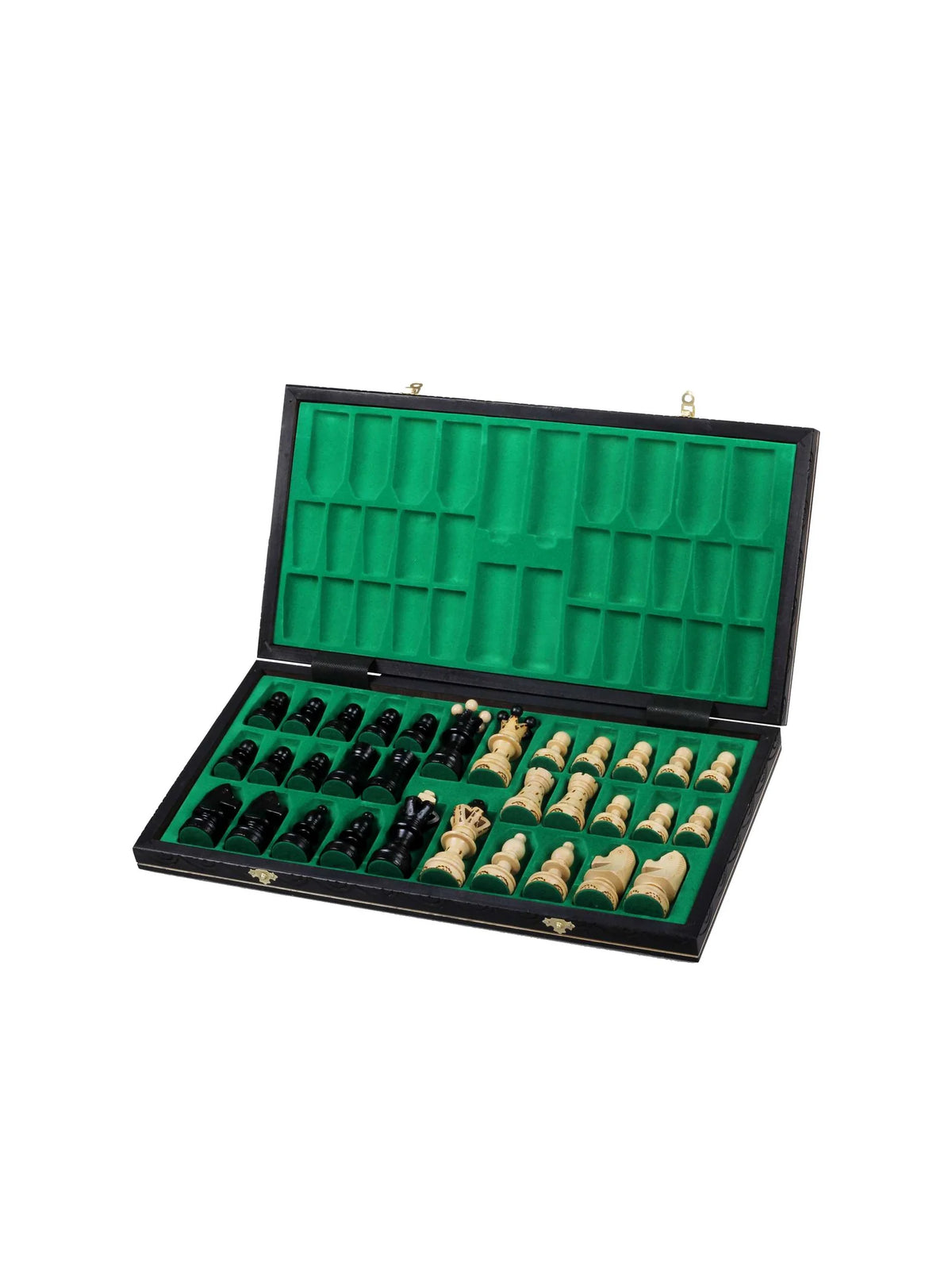 Échiquier pliant Ambassadeur noir – coffret ouvert