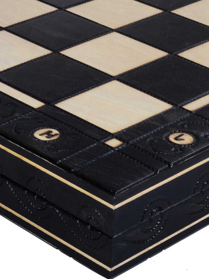 Échiquier pliant Ambassadeur noir – détail plateau
