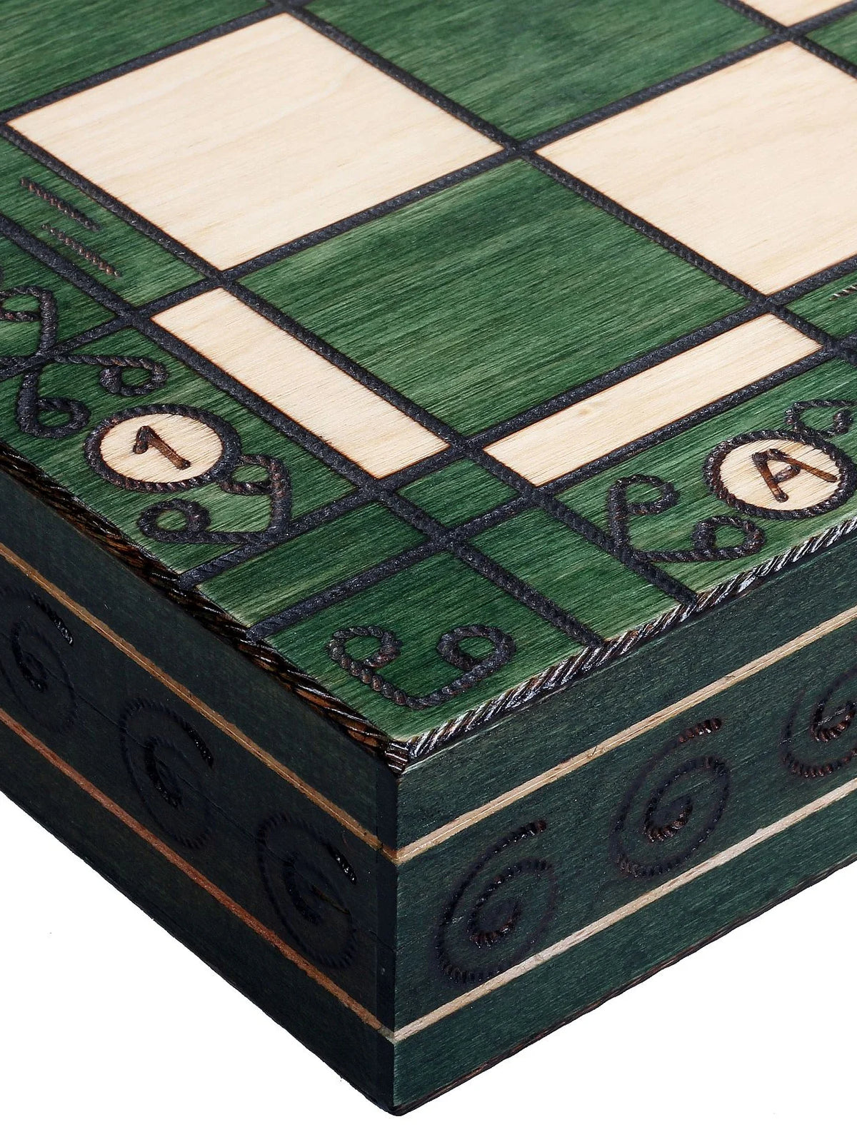 Échiquier pliant Ambassadeur vert – détail plateau