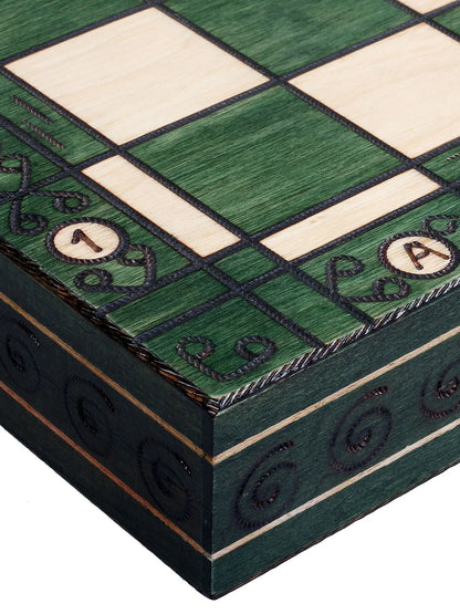 Échiquier pliant Ambassadeur vert – détail plateau
