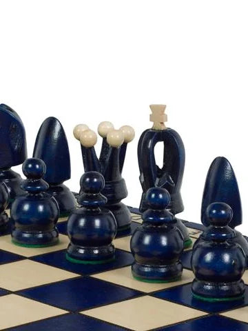 Échiquier pliant Roi – bleu, grand, les pièces bleues