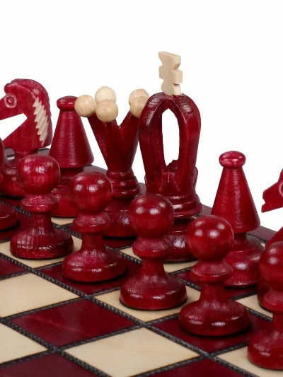 Échiquier pliant Roi – cerisier, petit, les pièces cerisier