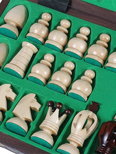Échiquier pliant Roi – marron, grand, les pièces rangées