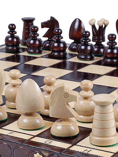 Échiquier pliant Roi – marron, grand, les pièces en place