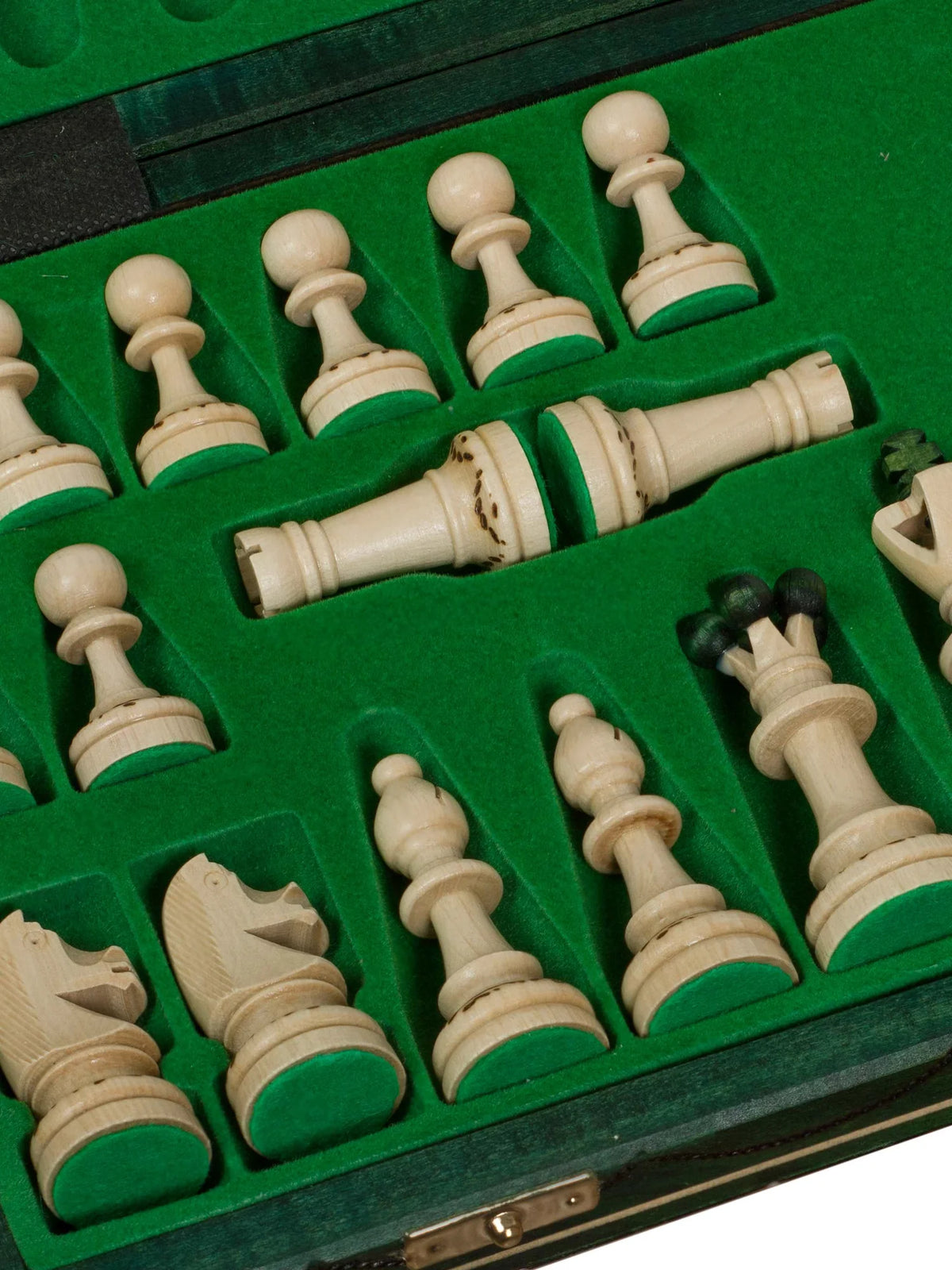 Échiquier pliant Sénateur vert – rangement des pièces