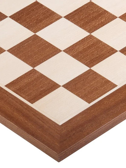 Échiquier de tournoi Acajou – détail des cases en bois