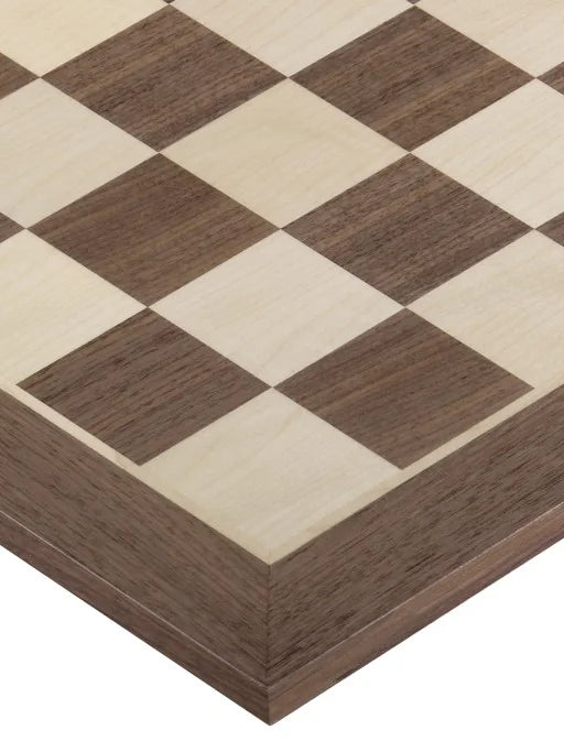 Échiquier de tournoi Noyer – détail des cases en bois