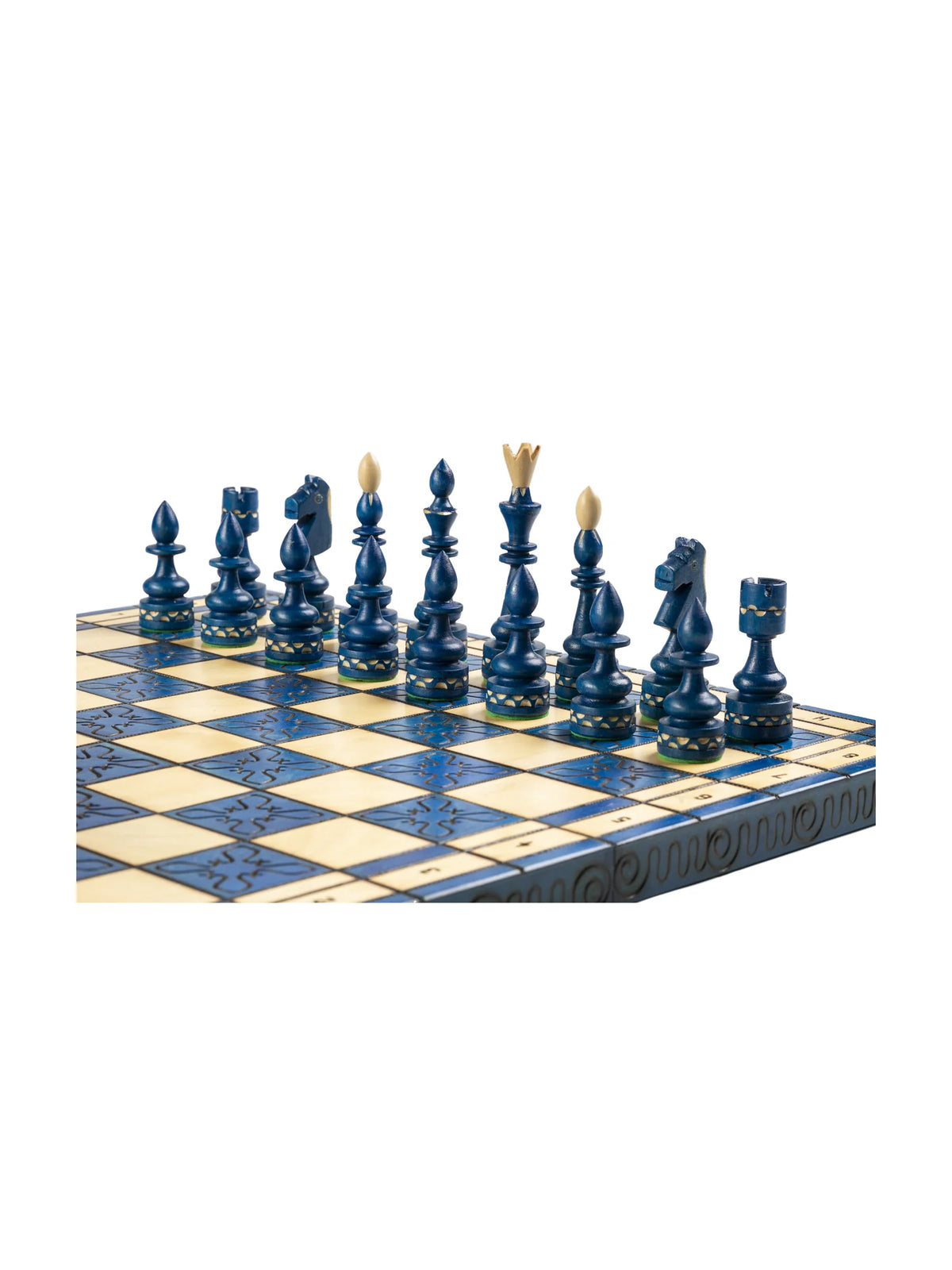 Jeu d’échecs indien Maharadjah bleu – pièces bleues
