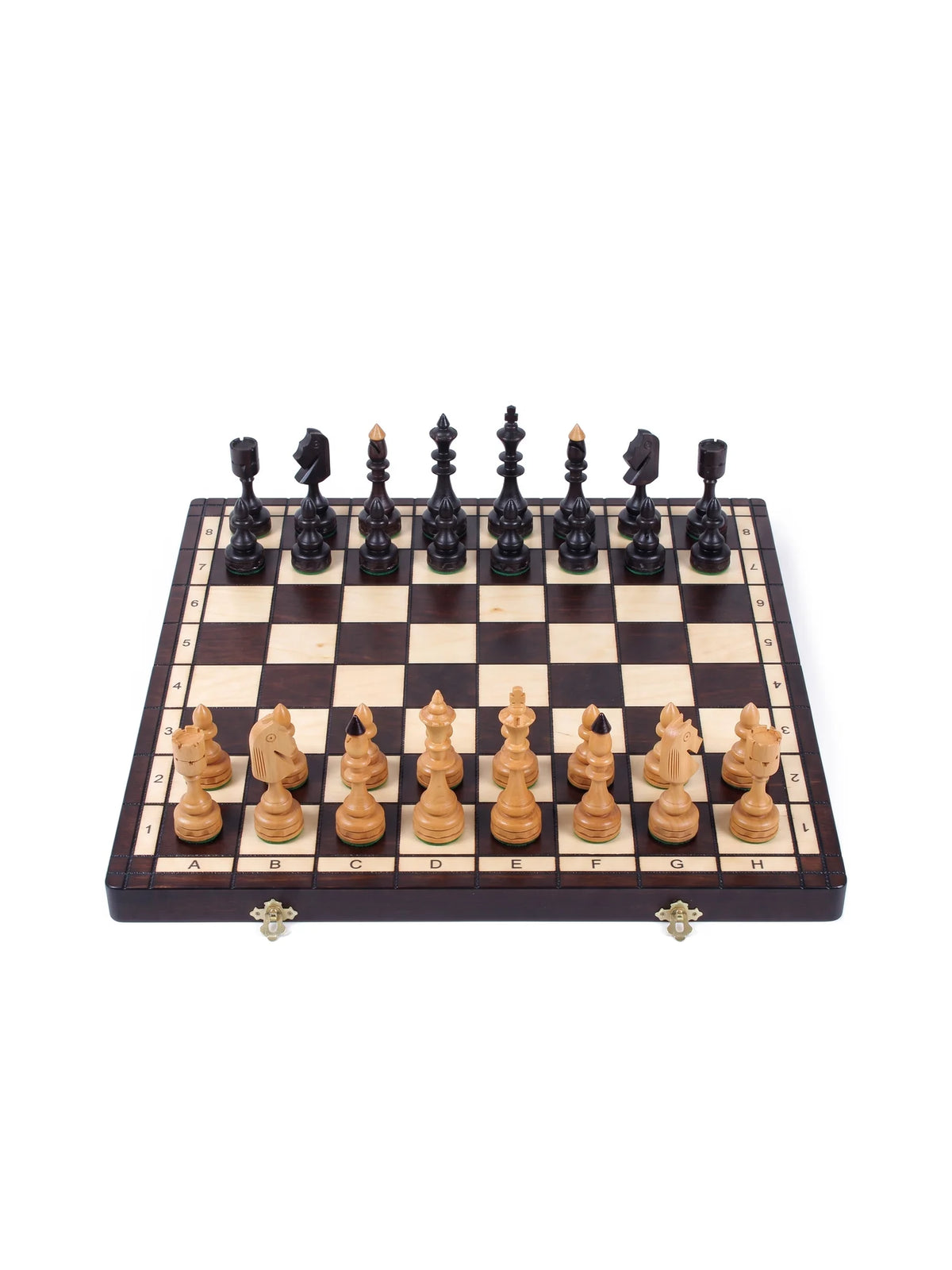 Jeu d’échecs indien Maharadjah Compact – vue d’ensemble, pièces en place