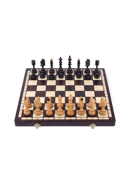 Jeu d’échecs indien Maharadjah Compact – vue d’ensemble, pièces en place
