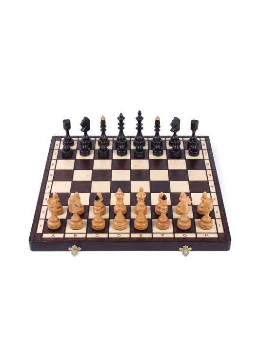 Jeu d’échecs indien Maharadjah Compact – vue d’ensemble, pièces en place
