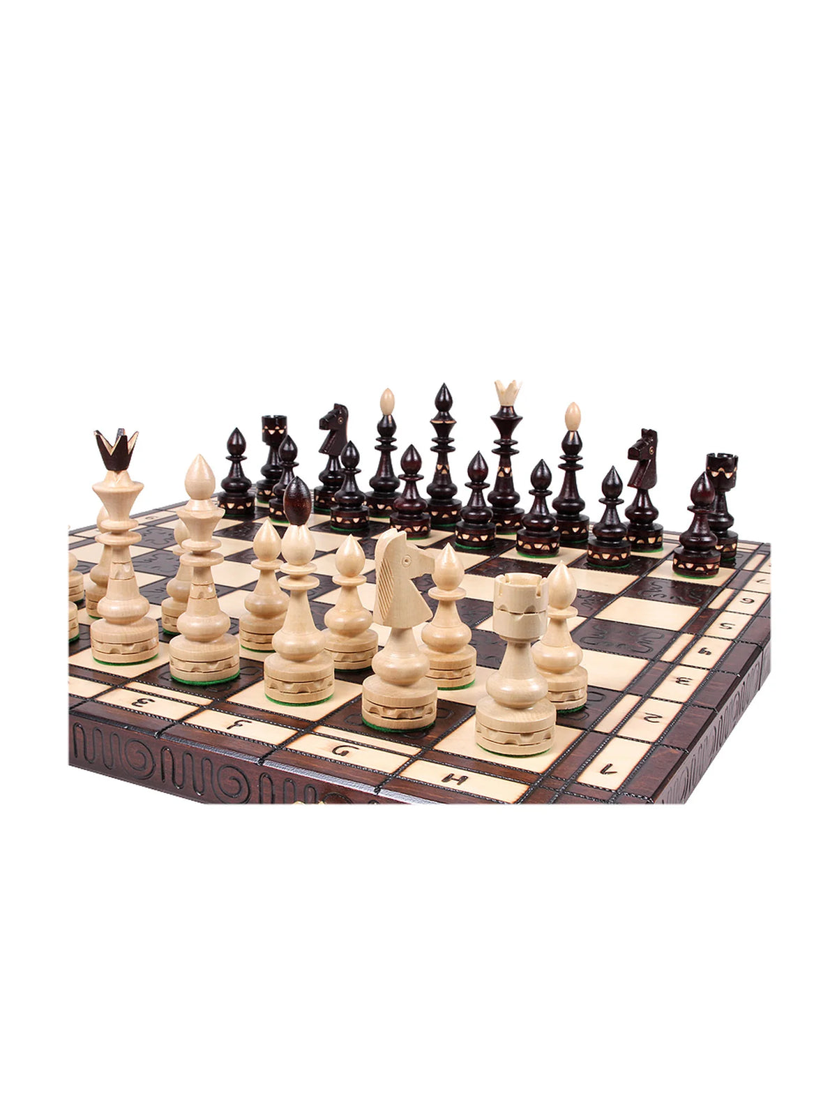 Jeu d’échecs indien Maharadjah marron – pièces en place