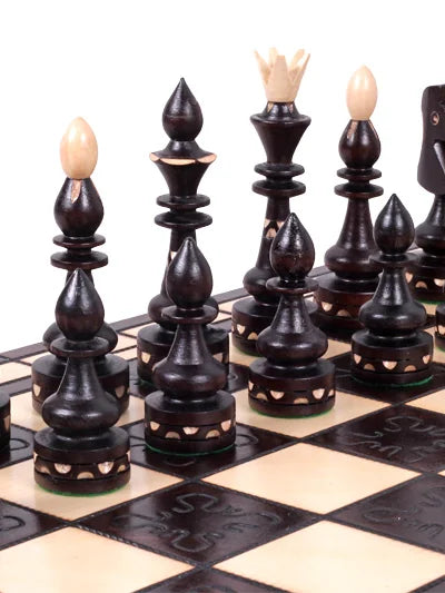 Jeu d’échecs indien Maharadjah marron – pièces noires
