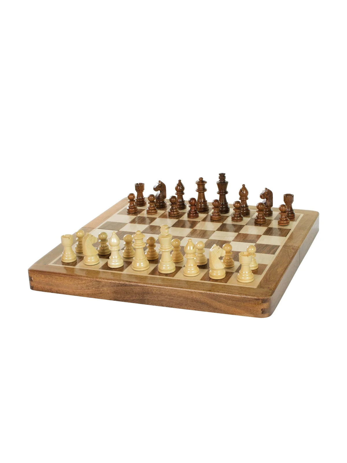 Jeu d’échecs magnétique Acacia – les pièces en place