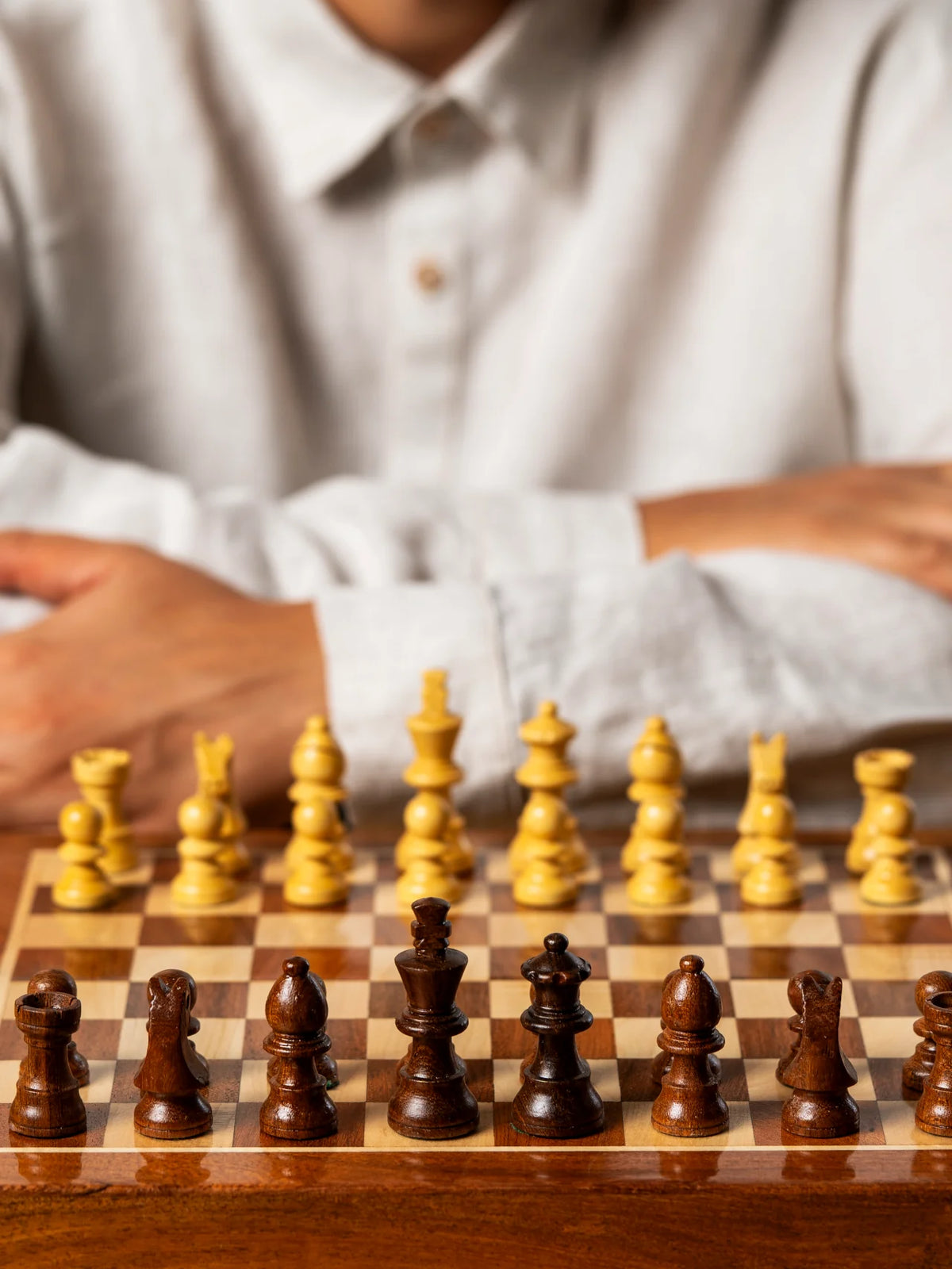 Jeu d’échecs magnétique Acacia – une partie en cours