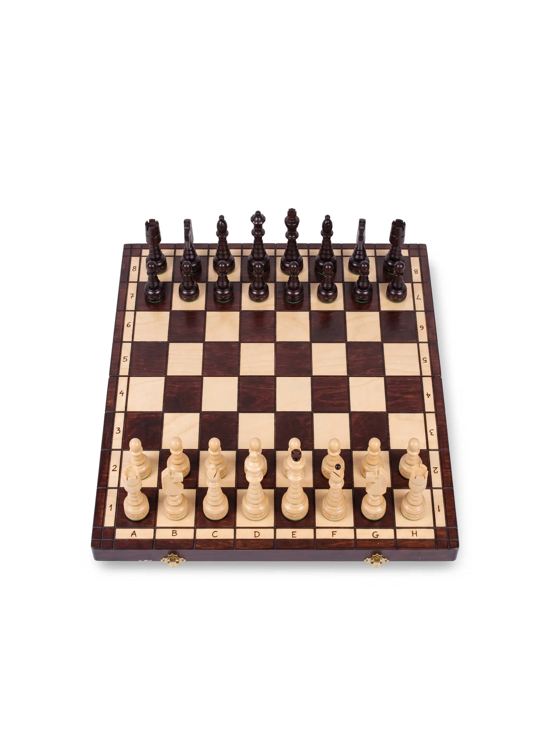 Jeu d’échecs Sapin de Noël Compact, échiquier pliant de 48 cm, pièces en place, vue de face