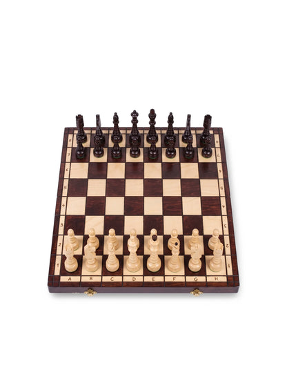 Jeu d’échecs Sapin de Noël Compact, échiquier pliant de 48 cm, pièces en place, vue de face