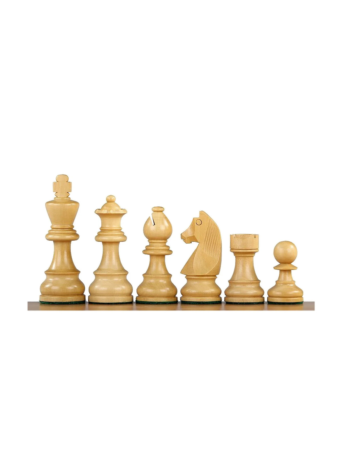 Pièces d’échecs German Staunton Acacia avec dames supplémentaires – les pièces claires