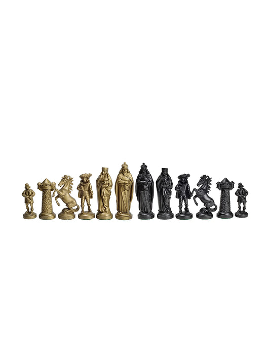 Pièces d’échecs Médiévales Or et Noir – le jeu complet