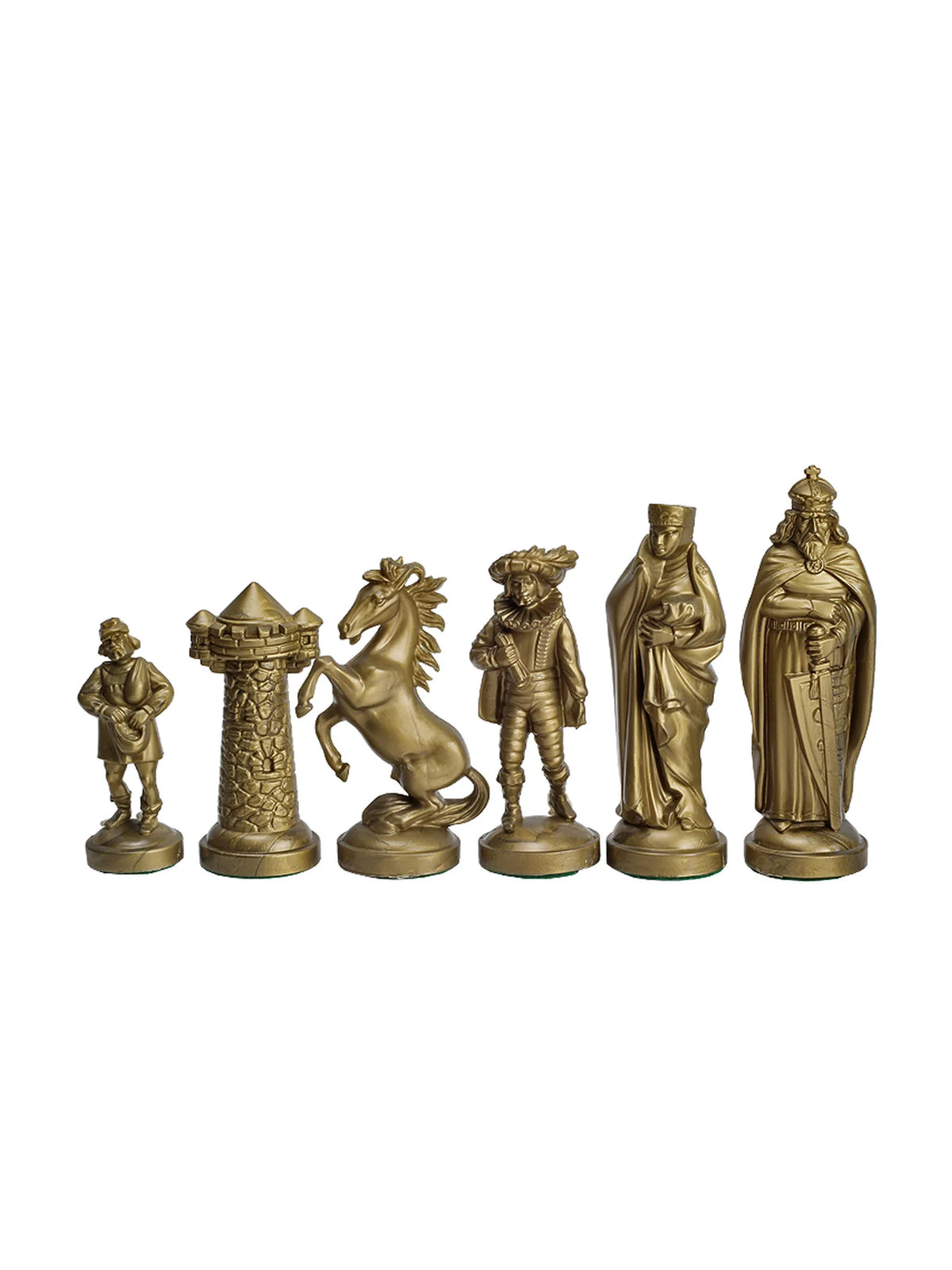 Pièces d’échecs Médiévales Or et Noir – les pièces dorées