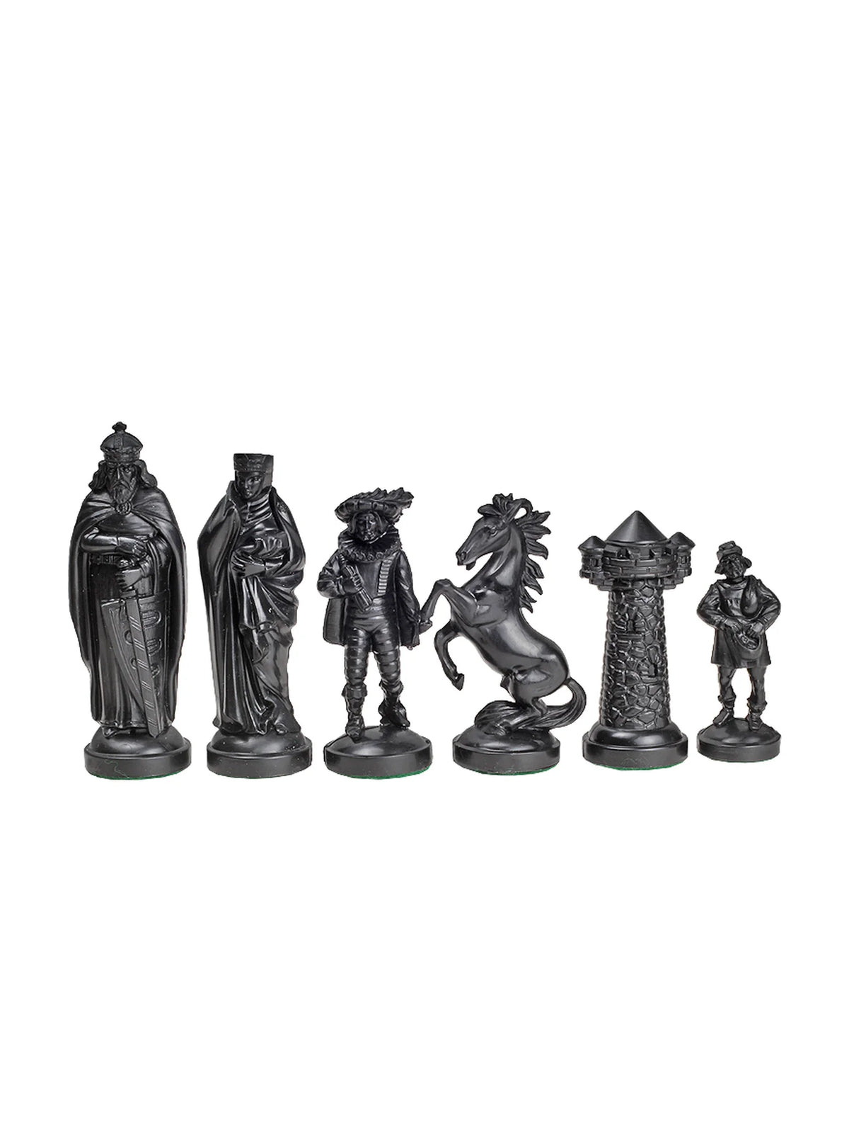Pièces d’échecs Médiévales Or et Noir – les pièces noires