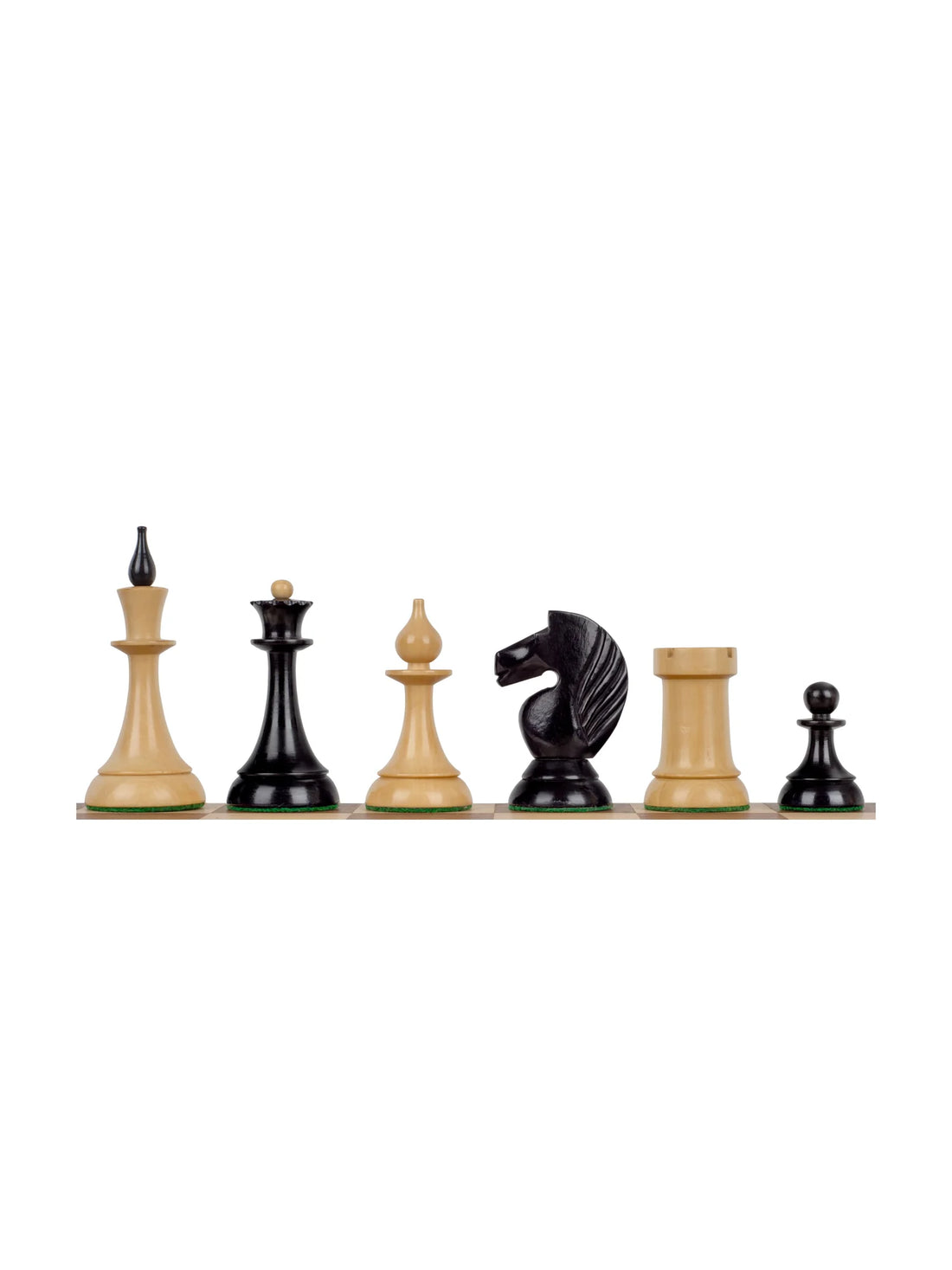 Pièces d’échecs Queen’s Gambit 1957 Ébène – pièces foncées et claires