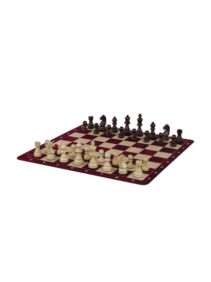 Tapis d’échecs enroulable n°6 – acajou, pièces en place (non fournies)