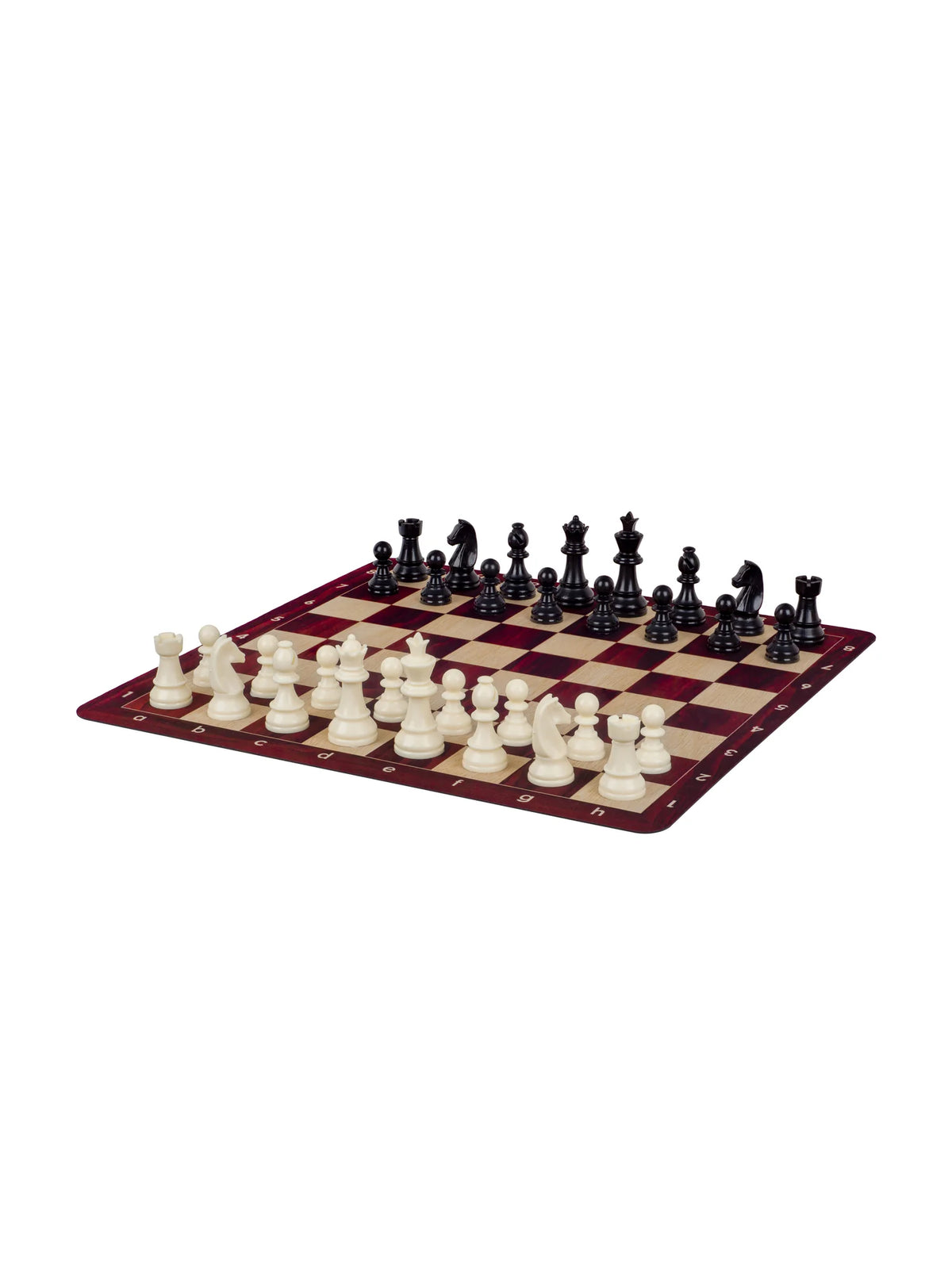 Tapis d’échecs enroulable n°6 – acajou, pièces en place (2)