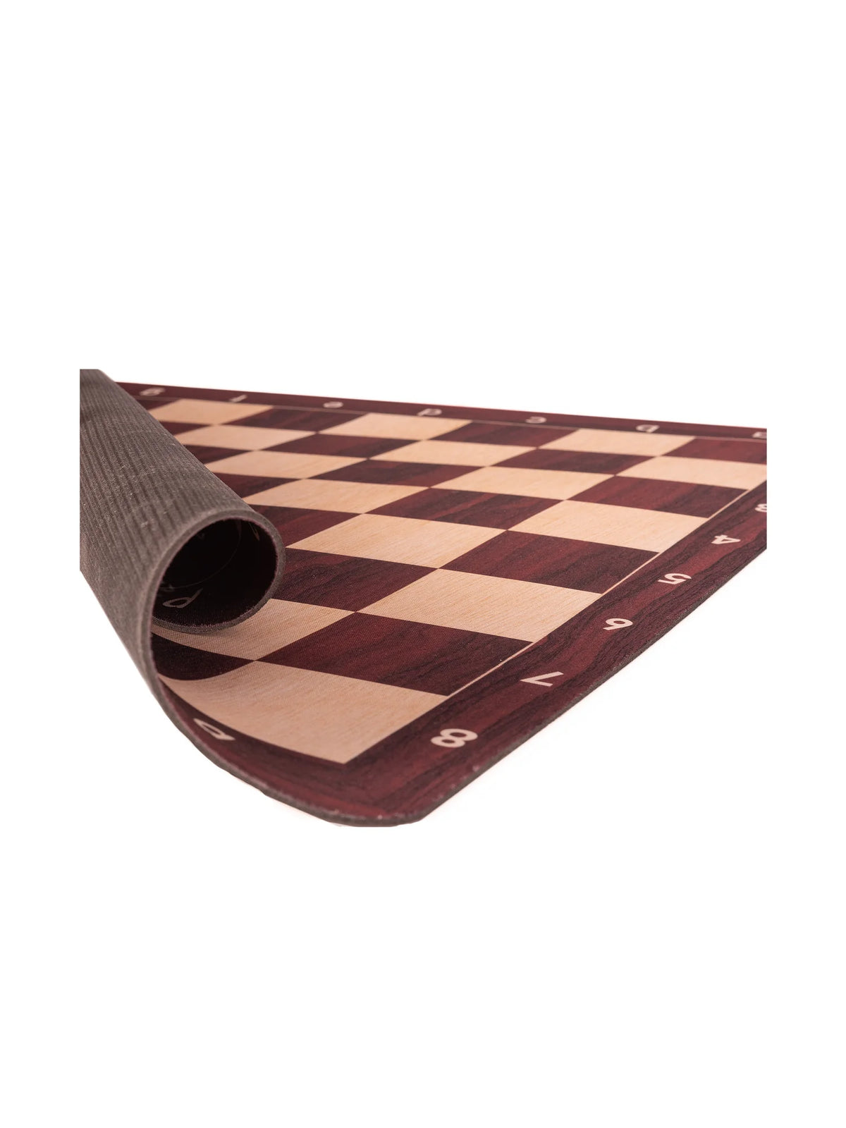 Tapis d’échecs enroulable n°6 – acajou, bord enroulé